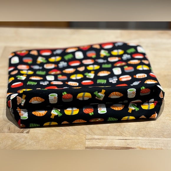 Handmade sushi zippered bag cotton one of a kind - Picture 3 of 7